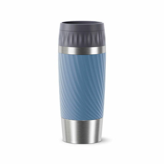 Emsa TRAVEL MUG EASY TWIST Isolierbecher, Kaffeebecher, Mug, Coffee To Go Becher, Edelstahl/Silikon, Aqua-Blau, 360 ml, N2011800