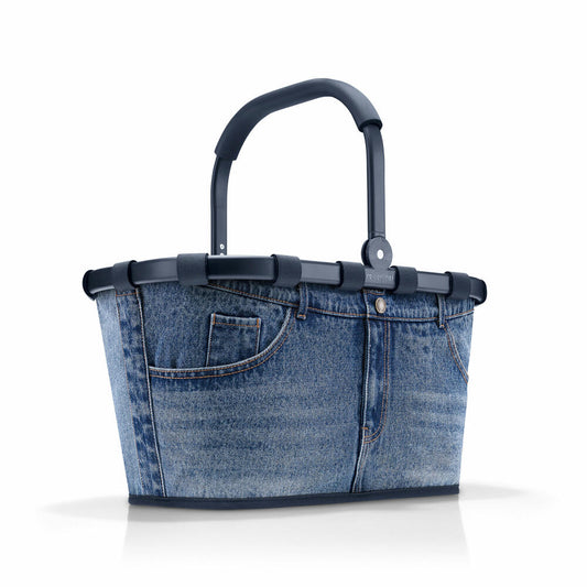 reisenthel carrybag, Einkaufskorb, Korb, Picknickkorb, Tragetasche, Jeansmaterial, Frame Jeans Classic Blue, 22 L, BK4082