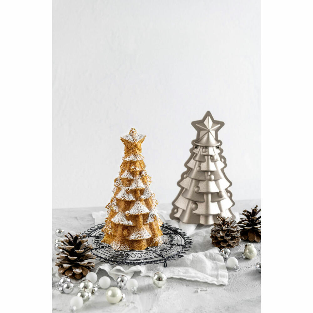 Dr. Oetker Christmas Tree Motif Baking Pan, White Christmas Baking, Baking Pan, Cast Aluminium, Cream Metallic, 1392