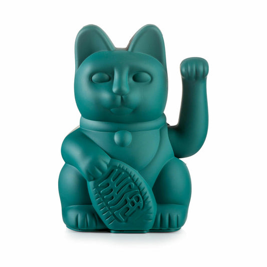 Donkey Products Lucky Cat, waving cat, lucky charm, waving cat, plastic, green, approx. 15 cm, 330433