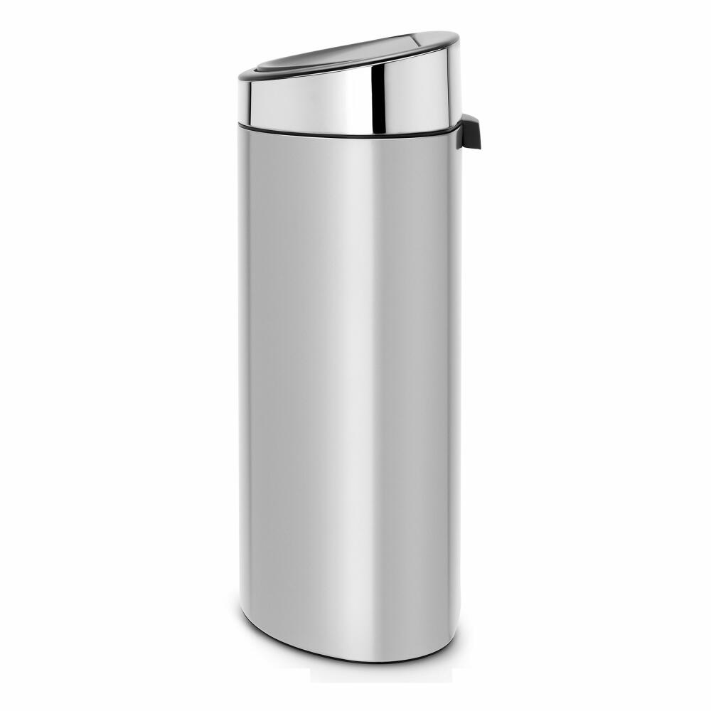 Brabantia Touch Bin, Mülleimer, Abfalleimer, Abfallbehälter Metallic Grey, Grau, Deckel in Brilliant Steel, 40 L, 114861