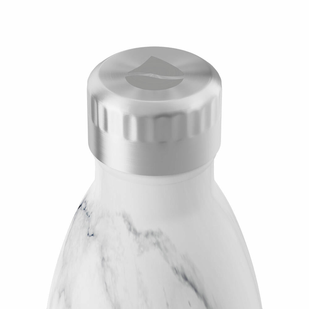 FLSK drinking bottle White Marble, insulated bottle, thermos flask, bottle, stainless steel, marble look, 750 ml, 1010-0750-0018