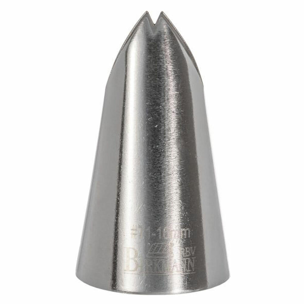 Birkmann leaf nozzle #71, piping nozzle, decorating nozzle, baking accessories, stainless steel, Ø 1.6 cm, 411494