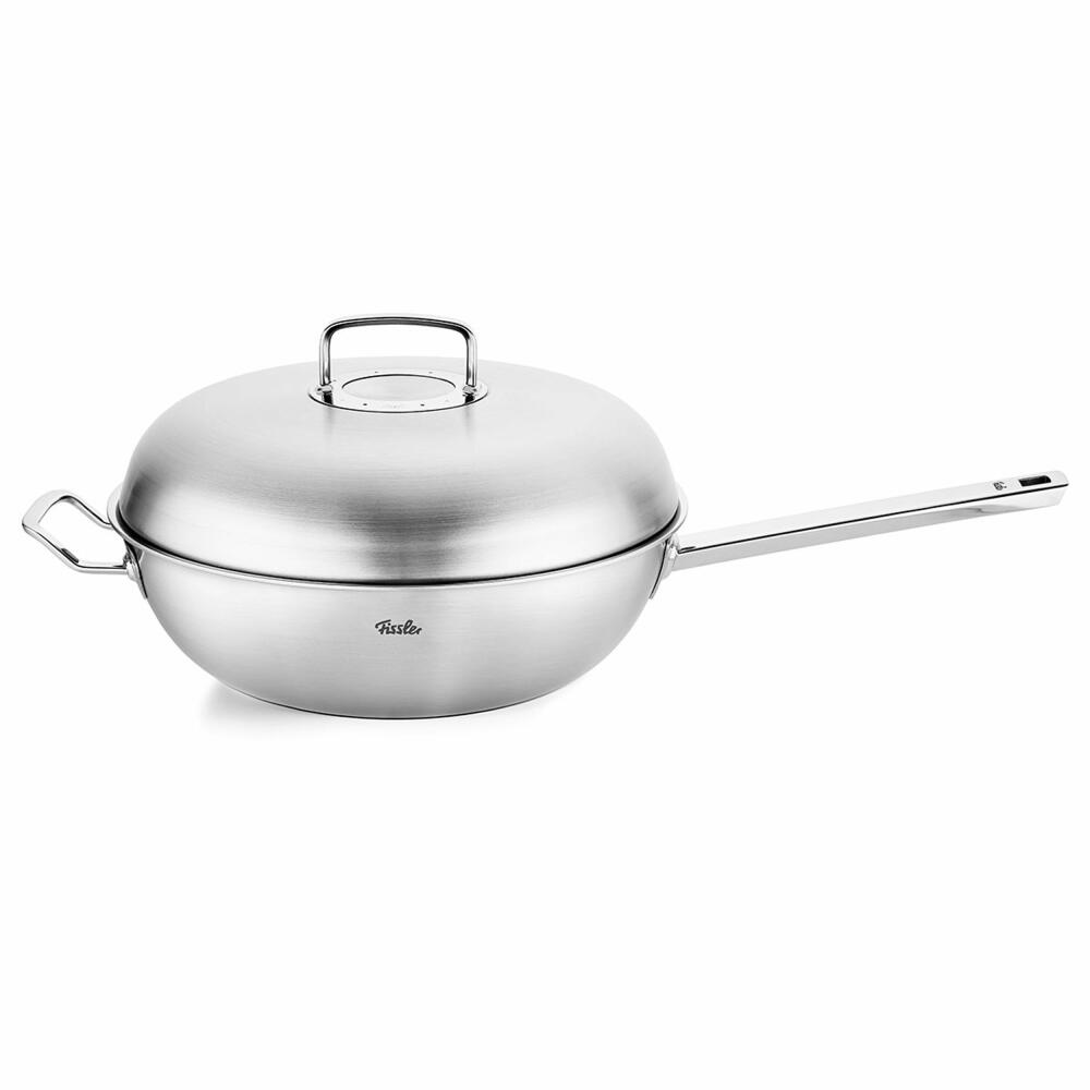 Fissler Wok Original-Profi Collection with metal lid, stainless steel 18/10, silver, 32 cm, 084-898-32-000