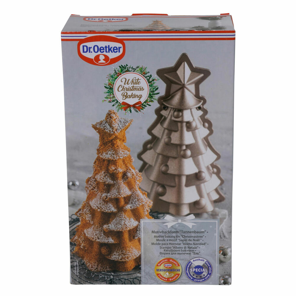 Dr. Oetker Christmas Tree Motif Baking Pan, White Christmas Baking, Baking Pan, Cast Aluminium, Cream Metallic, 1392