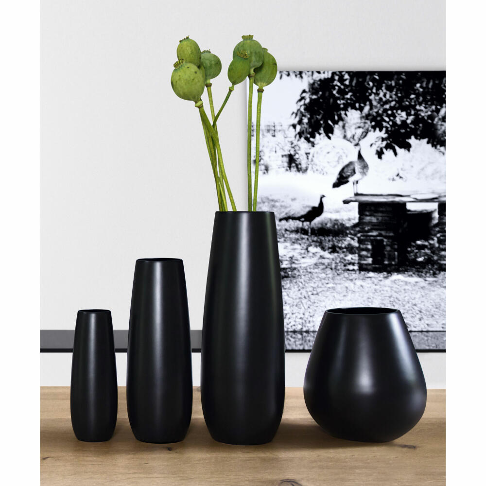 ASA Selection ease Vase Black Iron, Blumenvase, Bodenvase, Dekovase, Steingut, Schwarz Matt, H 45 cm, 92031174