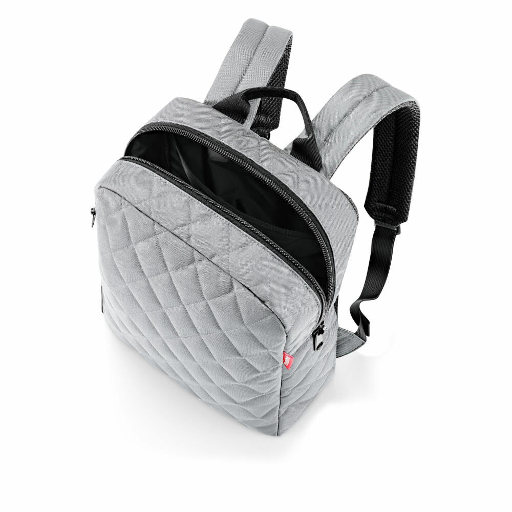 reisenthel classic backpack M, backpack, hand luggage travel bag with laptop compartment, Rhombus Light Grey, 13 L, CJ7060