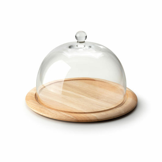 Continenta cheese cover 2-piece, serving cover, cheese cover, rubberwood, glass, Ø 33 cm, 3047