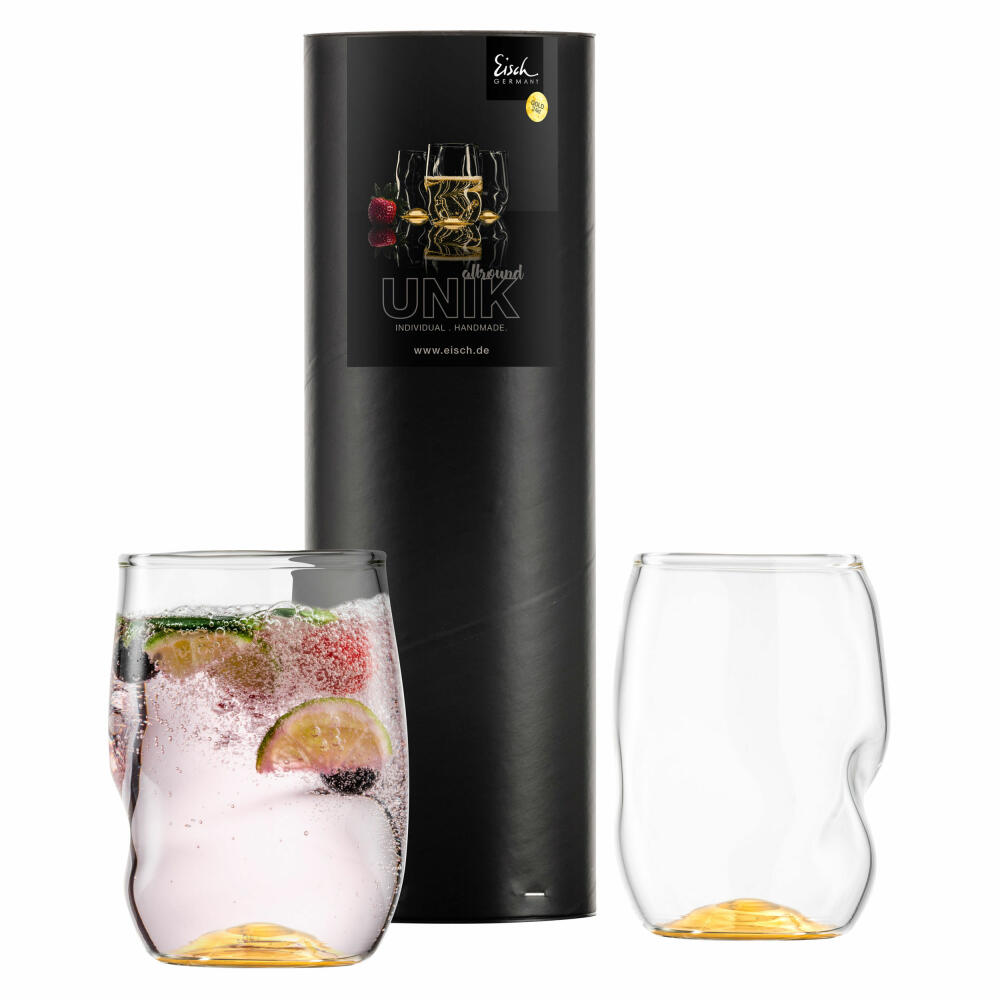 Eisch all-round cup set of 2 Unik Gold, drinking cup, glasses, glass, gold, 300 ml, 30013122