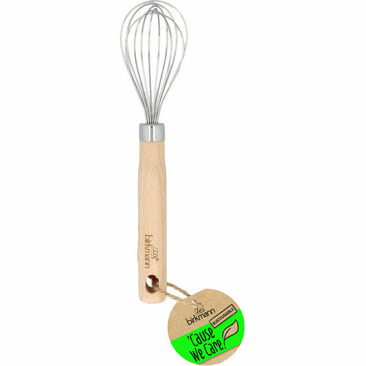 Birkmann Cause We Care whisk small, mixing whisk, whipping whisk, stainless steel / beech wood, 23 cm, 889224