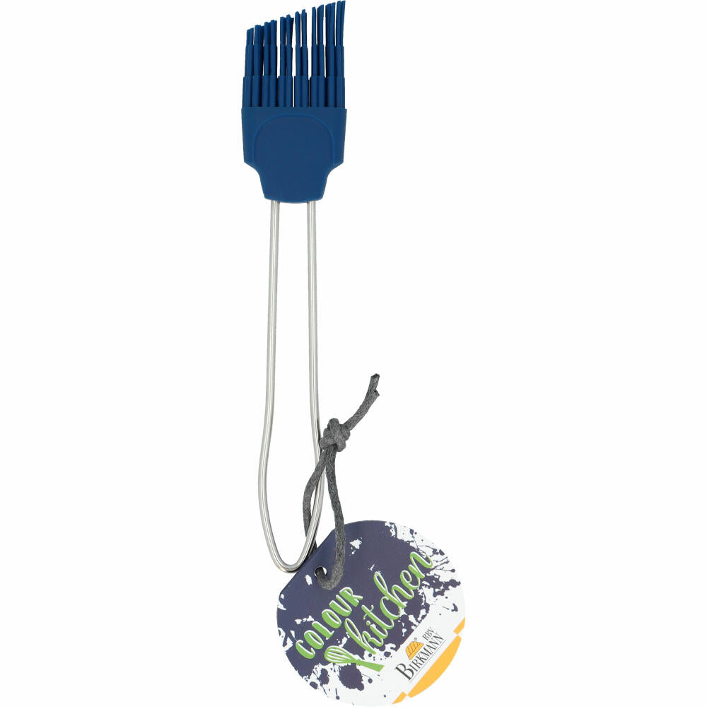 Birkmann Colour Kitchen Silikonpinsel Klein, Backpinsel, Silikonkopf mit Edelstahlgriff, Blau, 3 cm, 422759