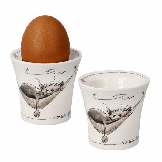 Goebel Egg Cup Set of 2 Peter Schnellhardt - Lunch Break, New Bone China, Colorful, 6 cm, 26500341