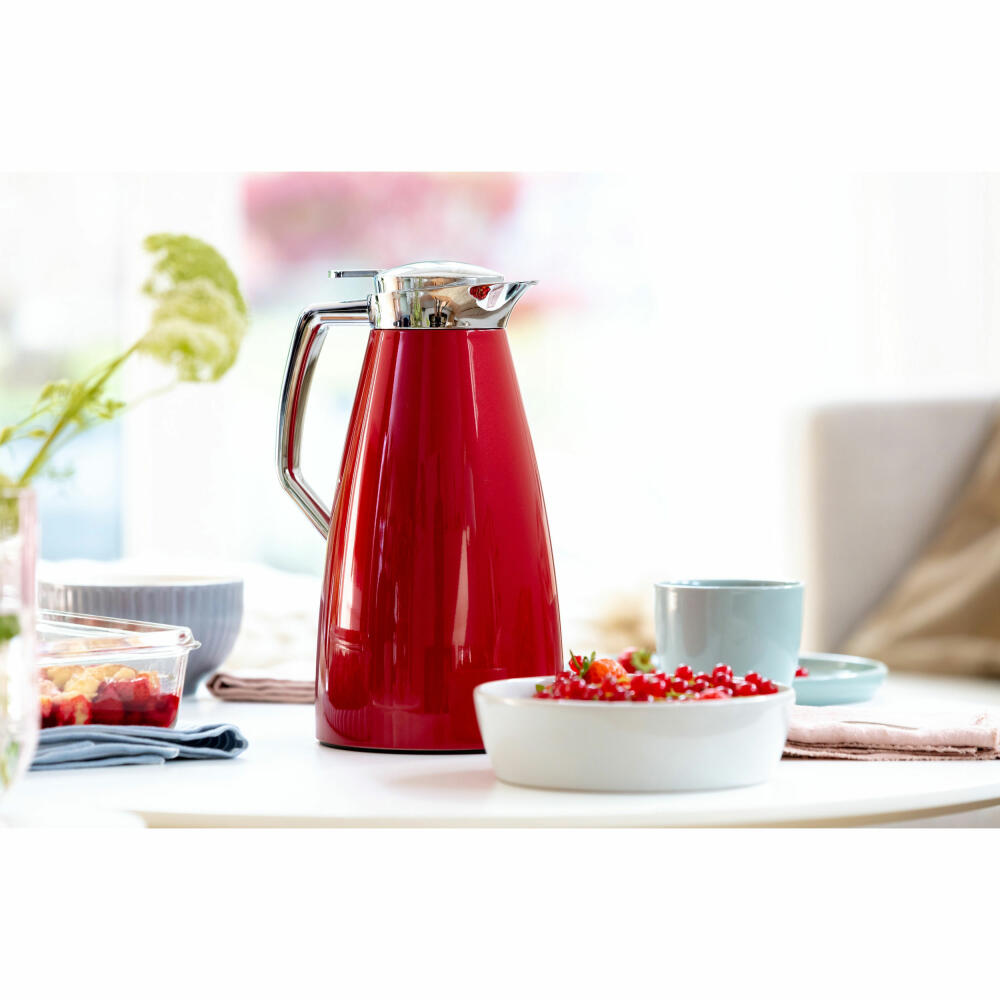 Emsa PLAZA insulated jug Quick Tip, jug, teapot, coffee pot, stainless steel, red, 1 L, F4140300