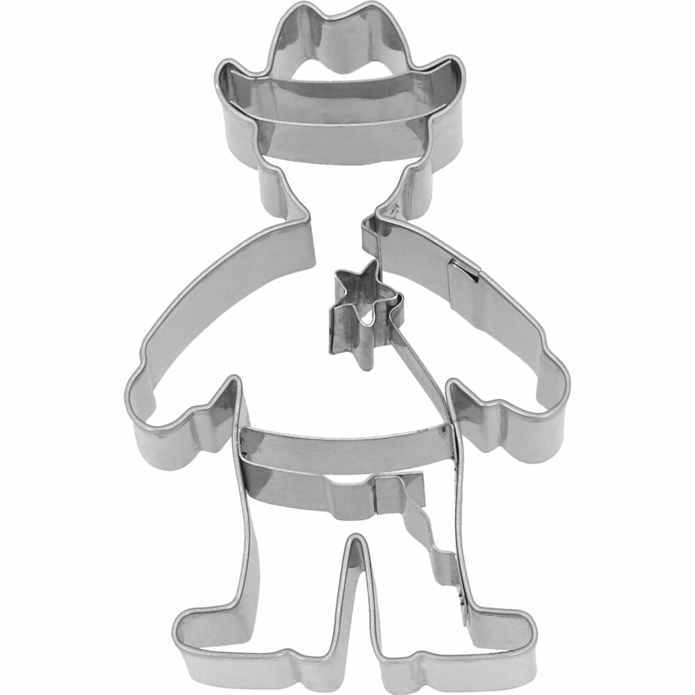 Birkmann Cowboy cookie cutter, with internal embossing, cookie cutter, cookie shape, biscuit, cookies, stainless steel, 8 cm, 199293