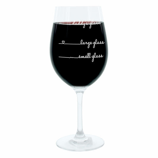 Leonardo Weinglas XL, Daddys Glass Handwriting, Geschenk Stimmungsglas mit lustiger Gravur, Mood Wein Glas, 610ml