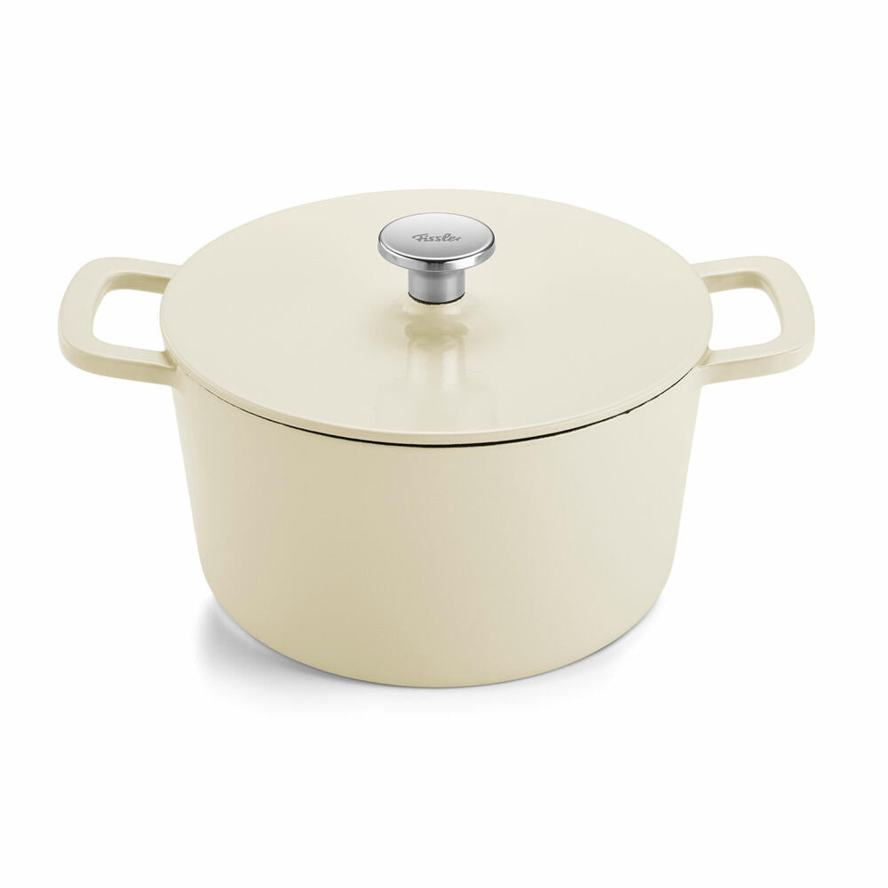 Fissler Bräter Moments Collection, Topf, Gusseisen, Elfenbeinweiß, 24 cm, 064-500-24-000