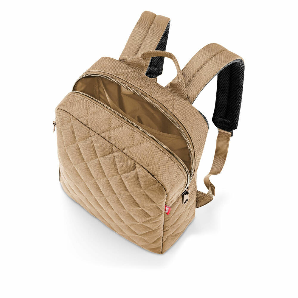 reisenthel classic backpack M, backpack, hand luggage travel bag with laptop compartment, Rhombus Ginger, 13 L, CJ6045