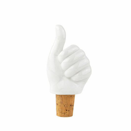 Donkey Products Bottle Stopper Thumbs Up Hands, Bottle Cork, Stopper, Porcelain, Cork, White, 200626