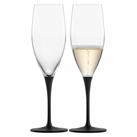 Eisch Champagnerglas 2er Set Kaya Black, Schaumweinglas, Glas, Schwarz, 278 ml, 77350072