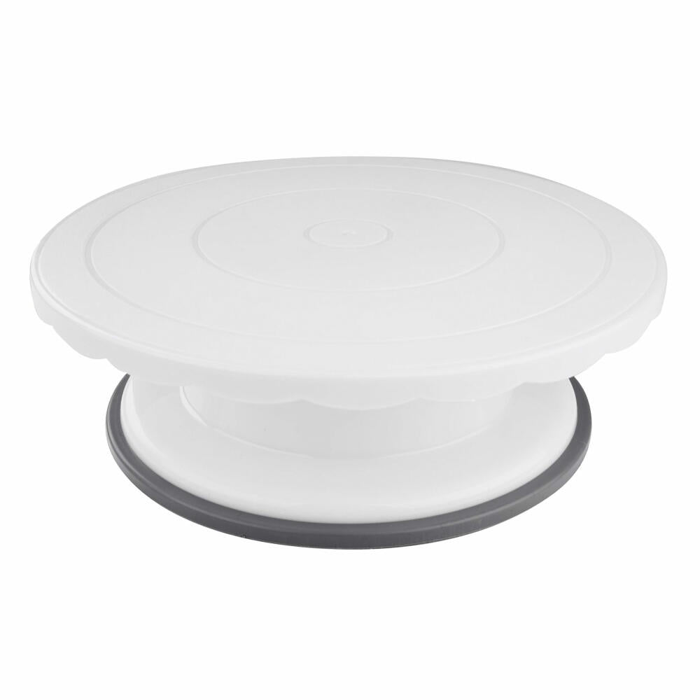 Dr. Oetker Kitchen Tools Classic Cake Plate, Cake Plate, Rotatable, Non-Slip Base, Plastic / Silicone, Ø 27.5 cm, White / Grey, 1670