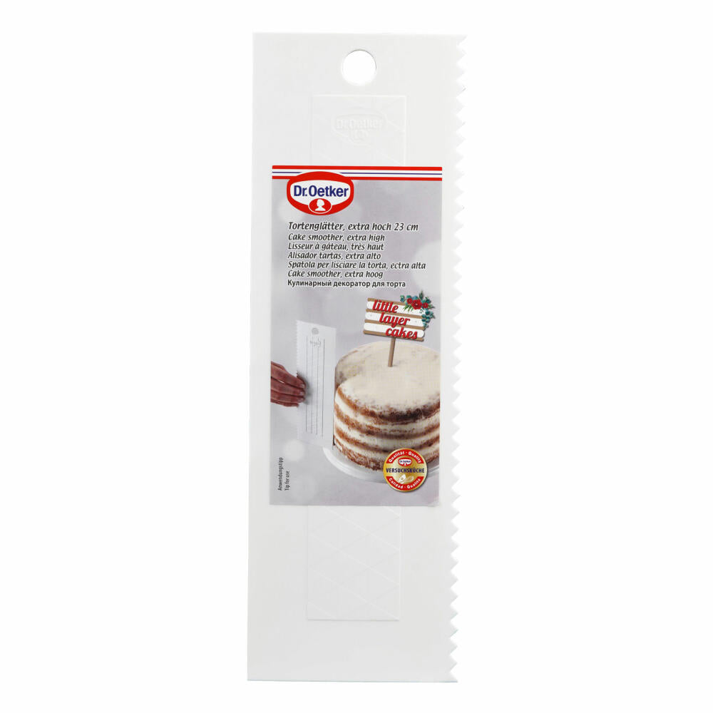 Dr. Oetker Kitchen Tools Classic Cake Smoother, for spreading cakes, Extra High, Plastic, White, 23 x 7 cm, 1666