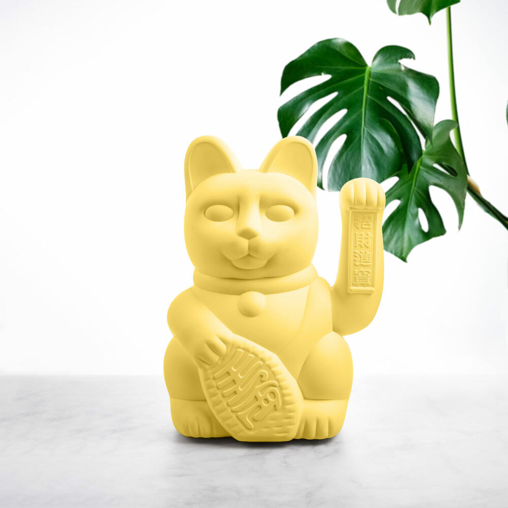 Donkey Products Lucky Cat Maneki Neko Large, waving cat, lucky charm, plastic, yellow, 30 cm, 330546