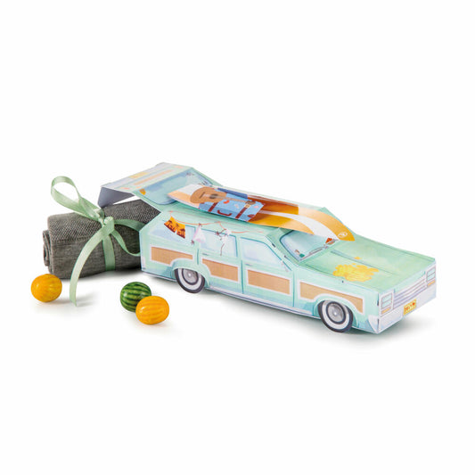 Donkey Products Foldable Gift Box Gift Station Wagon, Gift Packaging, Paper, Green, 19 x 6.5 x 9.2 cm, 400467