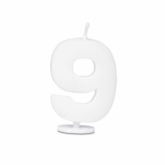 Städter candles number 9, with holder, number, birthday candles, cake candles, birthday, candle, white, 4.5 cm, 910768