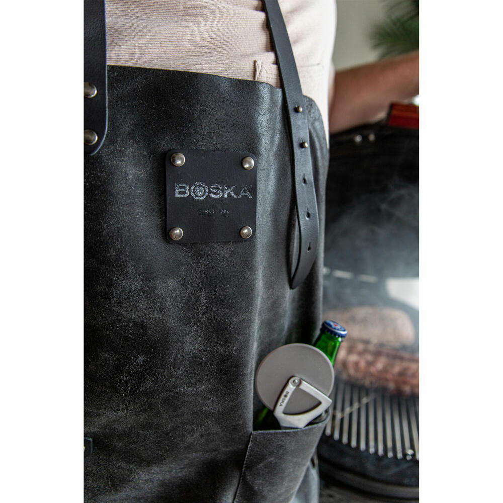 Boska Grill Apron Mr. Smith Black, BBQ Apron, 100% European Leather, Black, 955057