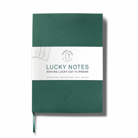 Donkey Products Maneki Neko Lucky Notes, Notebook, Flipbook, Note Book, Green, DIN A5, 400340