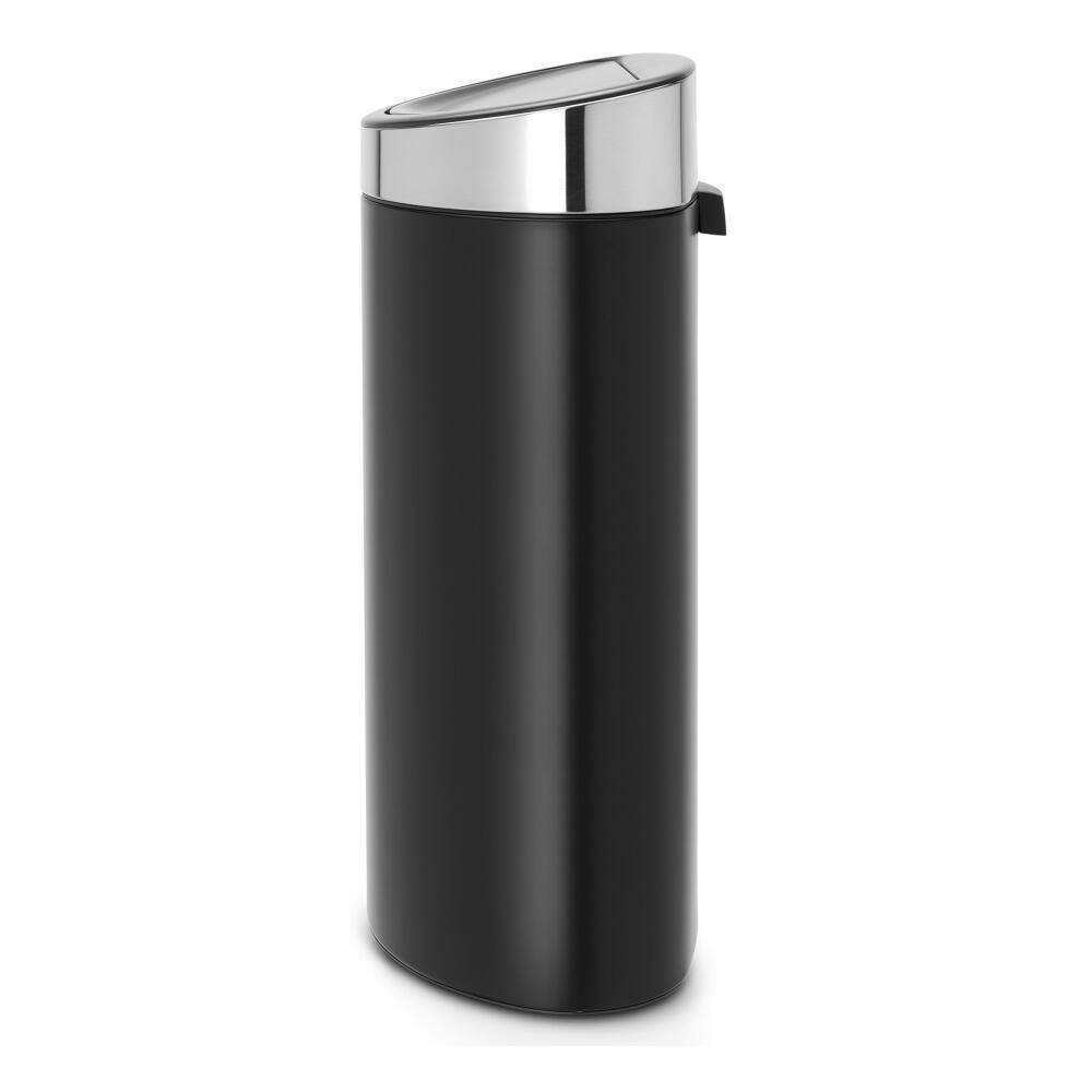 Brabantia Touch Bin, Mülleimer, Abfalleimer, Abfallbehälter, Matt Black, Deckel in Matt Steel, Stahlmatt, Fingerprint Proof, 40 L, 114847