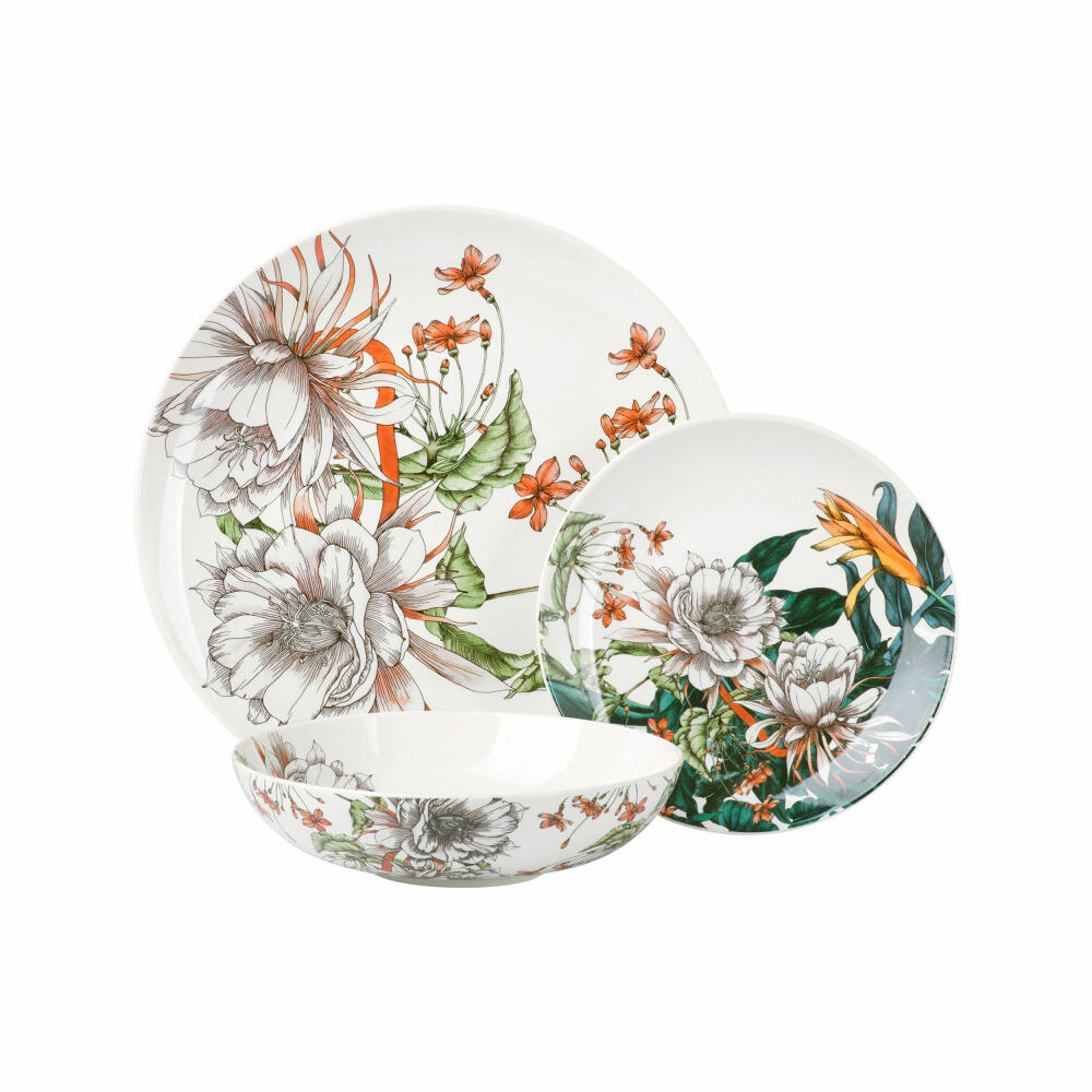 Maxwell &amp; Williams Dinner Set Night Garden - Flowers 12-piece, Tableware Set, Plates, Bowls, Porcelain, II0093