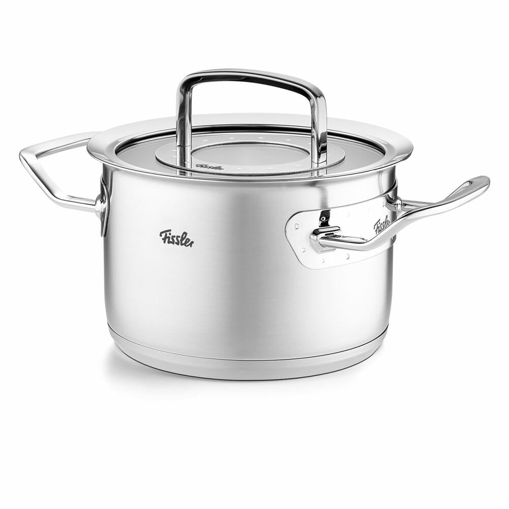 Fissler Original Profi Collection cooking pot with glass lid, 18/10 stainless steel, silver, 16 cm, 084-129-16-000