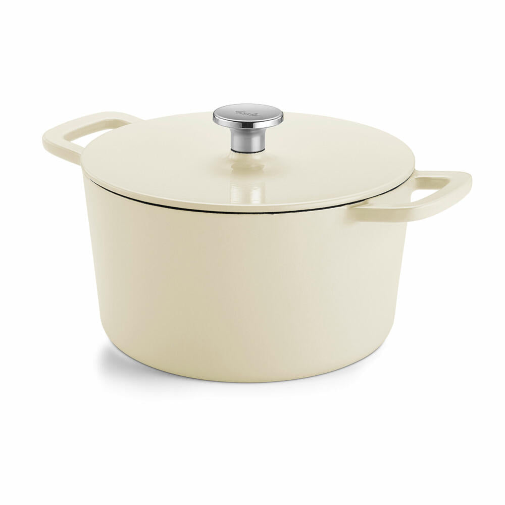 Fissler Bräter Moments Collection, Topf, Gusseisen, Elfenbeinweiß, 24 cm, 064-500-24-000