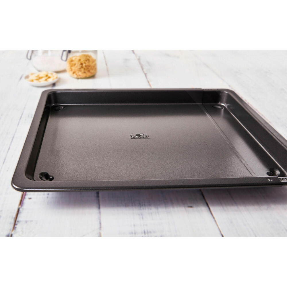 Birkmann Easy Baking Baking Tray Adjustable, Oven Tray, Baking Tray, Stove Baking Tray, Carbon Steel, 36 x 33 cm, 881303