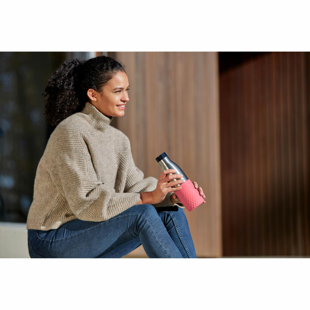 EMSA BLUDROP SLEEVE drinking bottle, water bottle, bottle, stainless steel, coral, 0.5 L, N31108