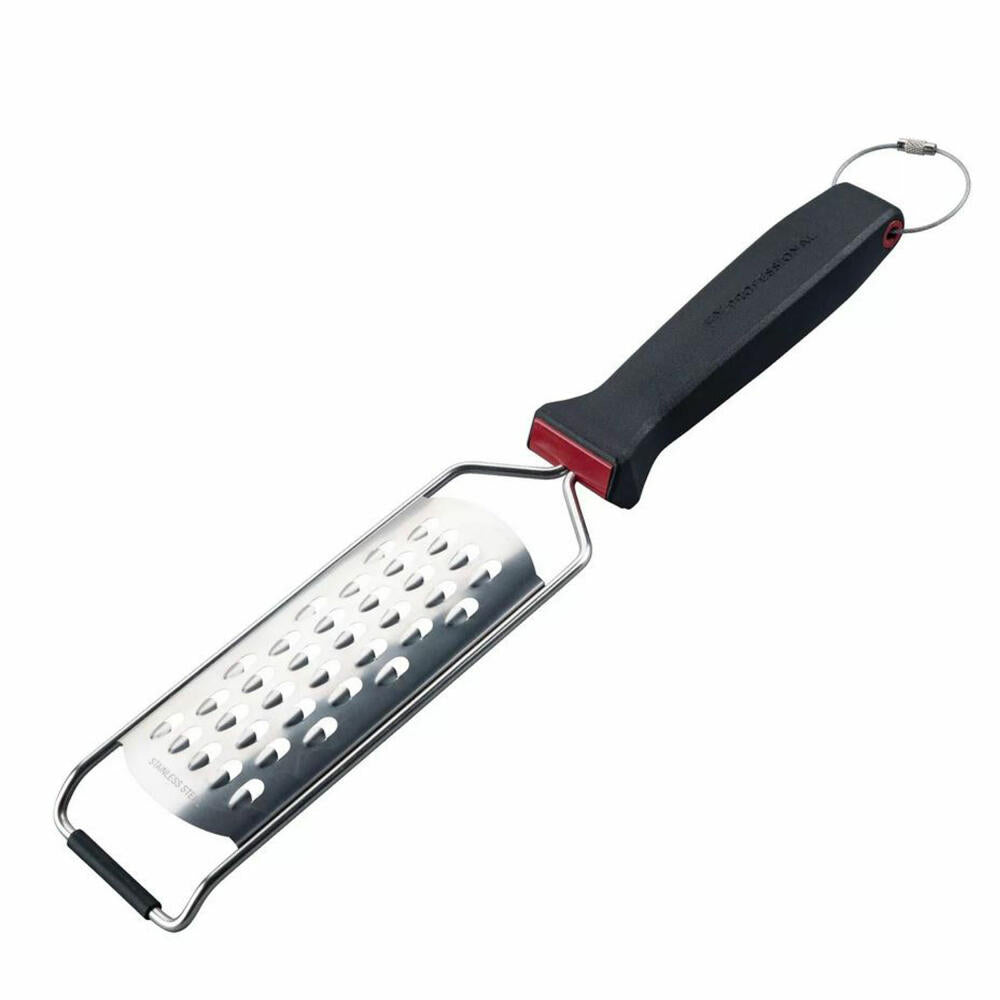 FMprofessional grater Presist coarse, kitchen grater, stainless steel, POM, black-red, 38 cm, 22248