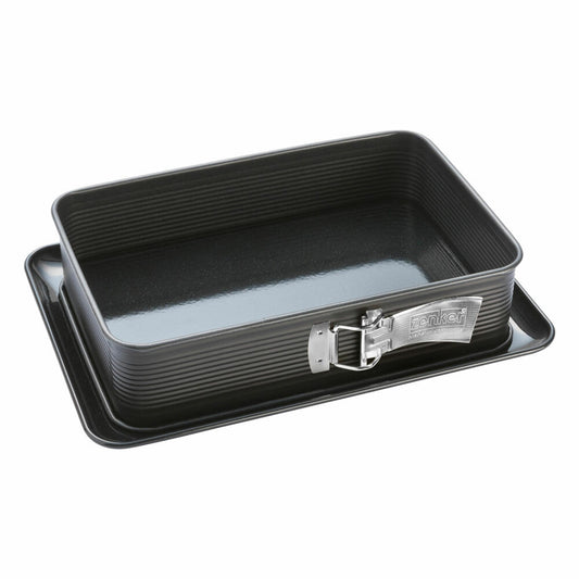 Zenker Deluxe Lasagne-/ Blechkuchen-Springform, Spring Form, Backform, Auflaufform, Kuchenform, Ilag Premium, Schwarz Metallic, L 28 cm, 7021