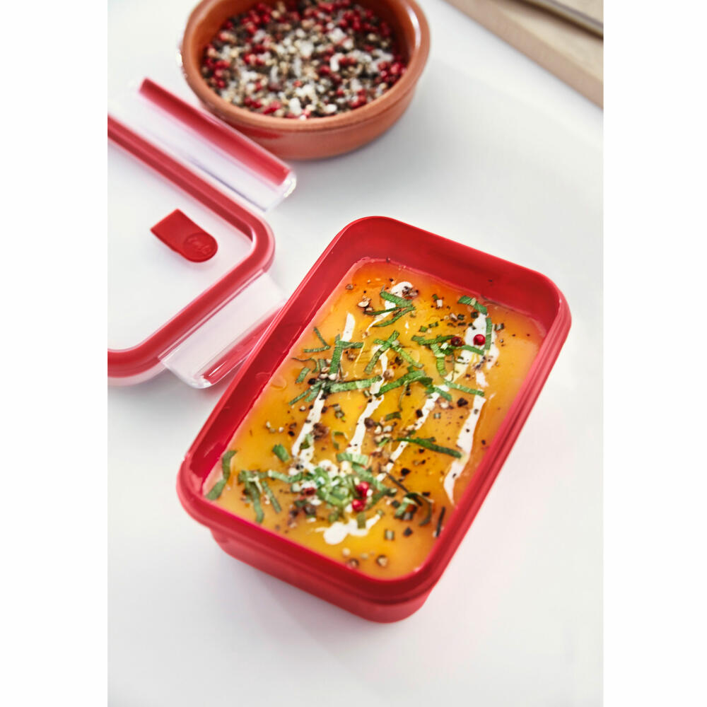 Emsa Clip &amp; Micro microwave container, freezer container, container, freshness box, clip box, plastic, red, 1.2 L, 517775