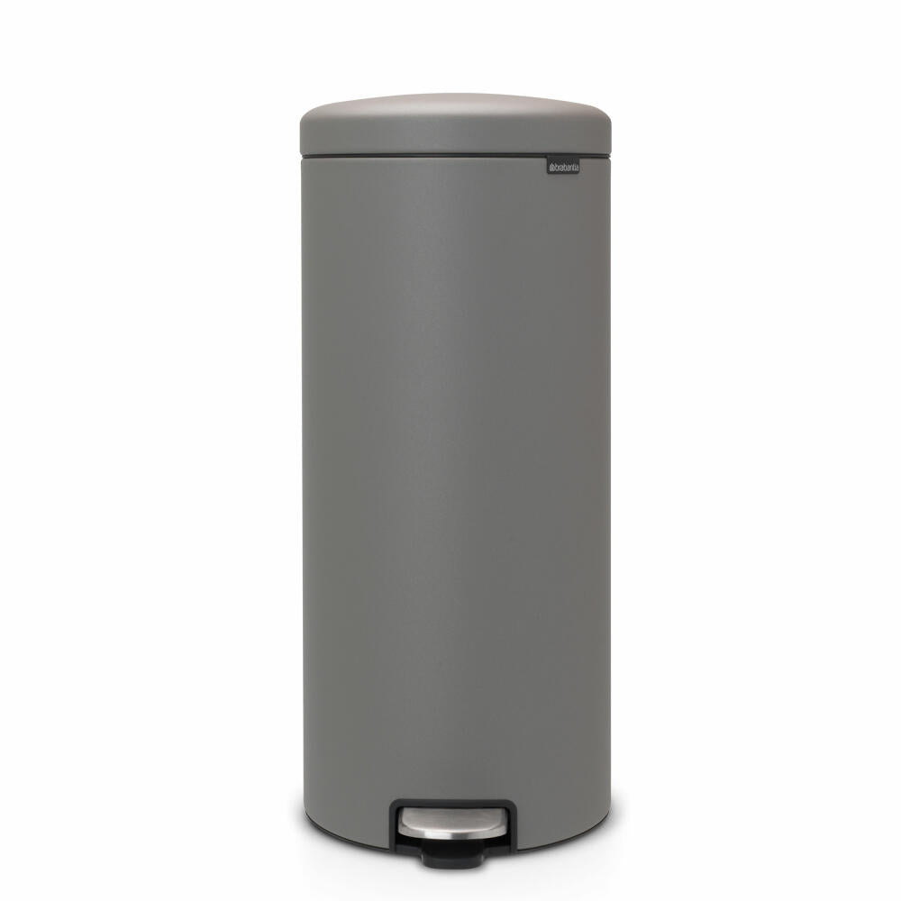 Brabantia Treteimer NewIcon, Abfalleimer, Mülleimer, Stahl, Mineral Concrete Grey, 30 L, 119187