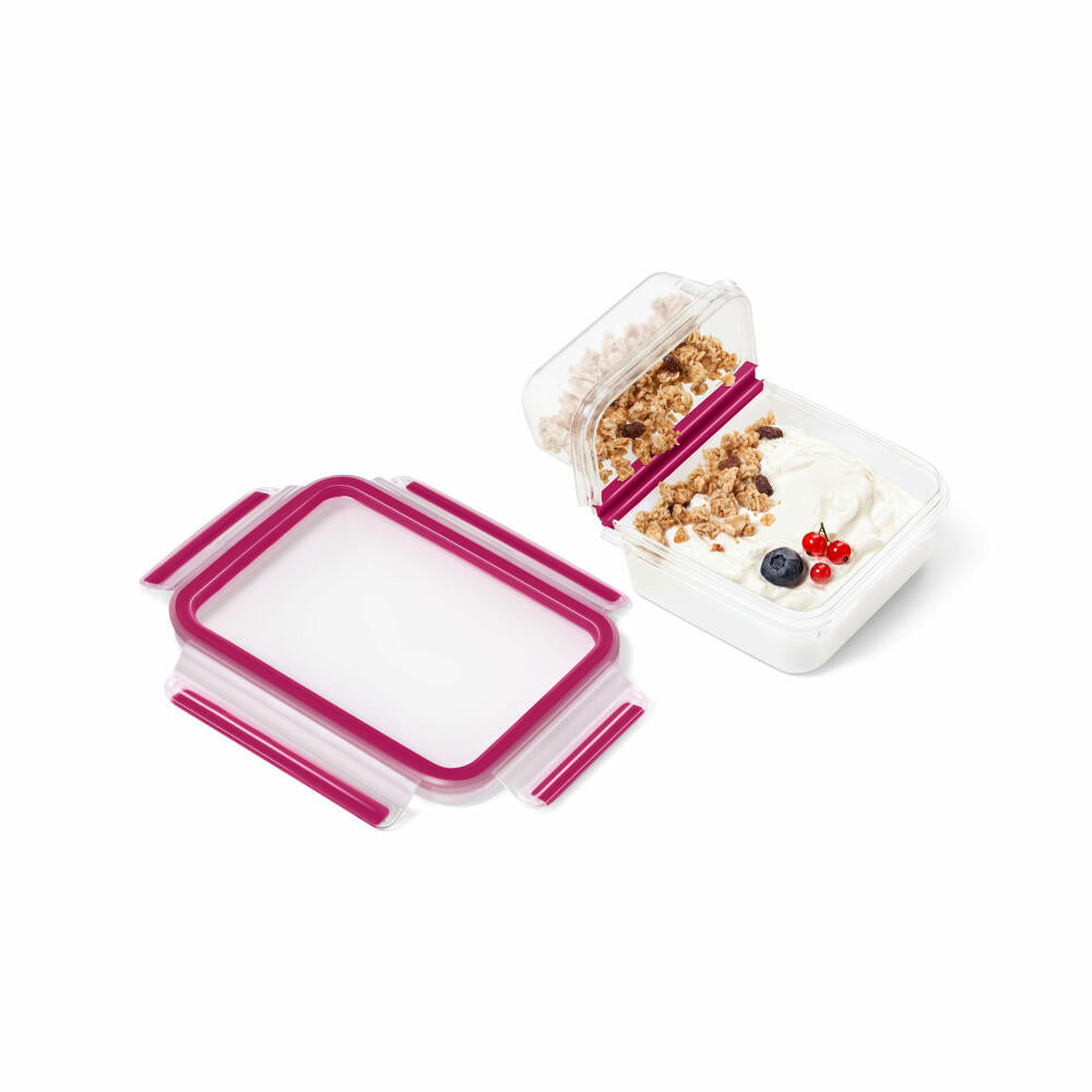 EMSA Clip &amp; Go Yoghurt Box, Yoghurt Box, Yoghurt Container, Yoghurt Cup, Cereal Cup, Raspberry, 0.6 L, F10702