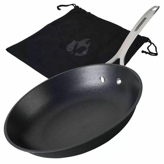 FMprofessional professional frying pan Force, induction compatible, cast iron with stainless steel handle, black, 28 cm, 22171