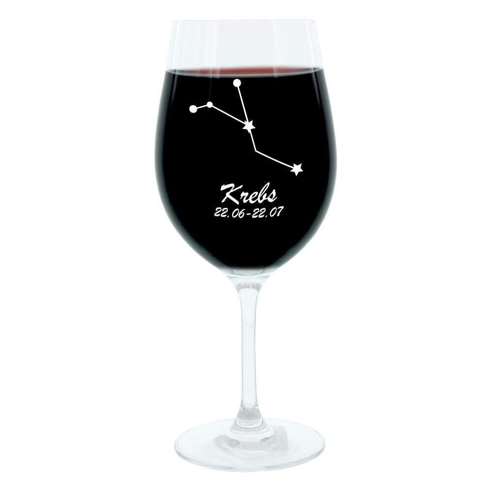 Leonardo Weinglas 400 ml, Motivglas, Sternbild Krebs, Geschenk, Stimmungsglas mit Gravur, Moodglas, 22 cm