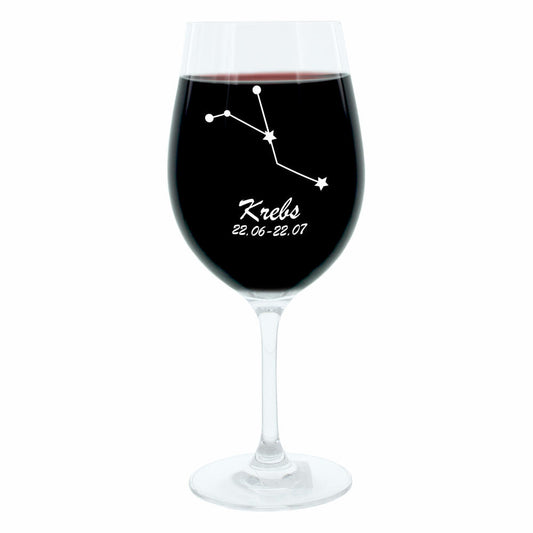 Leonardo Weinglas 400 ml, Motivglas, Sternbild Krebs, Geschenk, Stimmungsglas mit Gravur, Moodglas, 22 cm