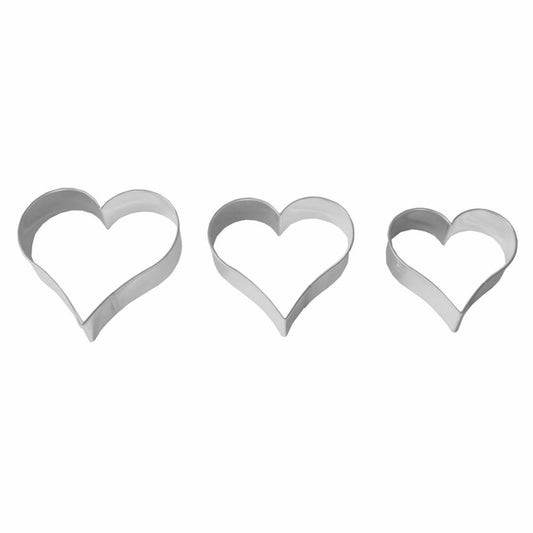 Birkmann heart cookie cutter, 3-piece, cookie cutter, cookie mold, biscuit, cookies, tinplate, 4 / 5.5 / 6.5 cm, 130180