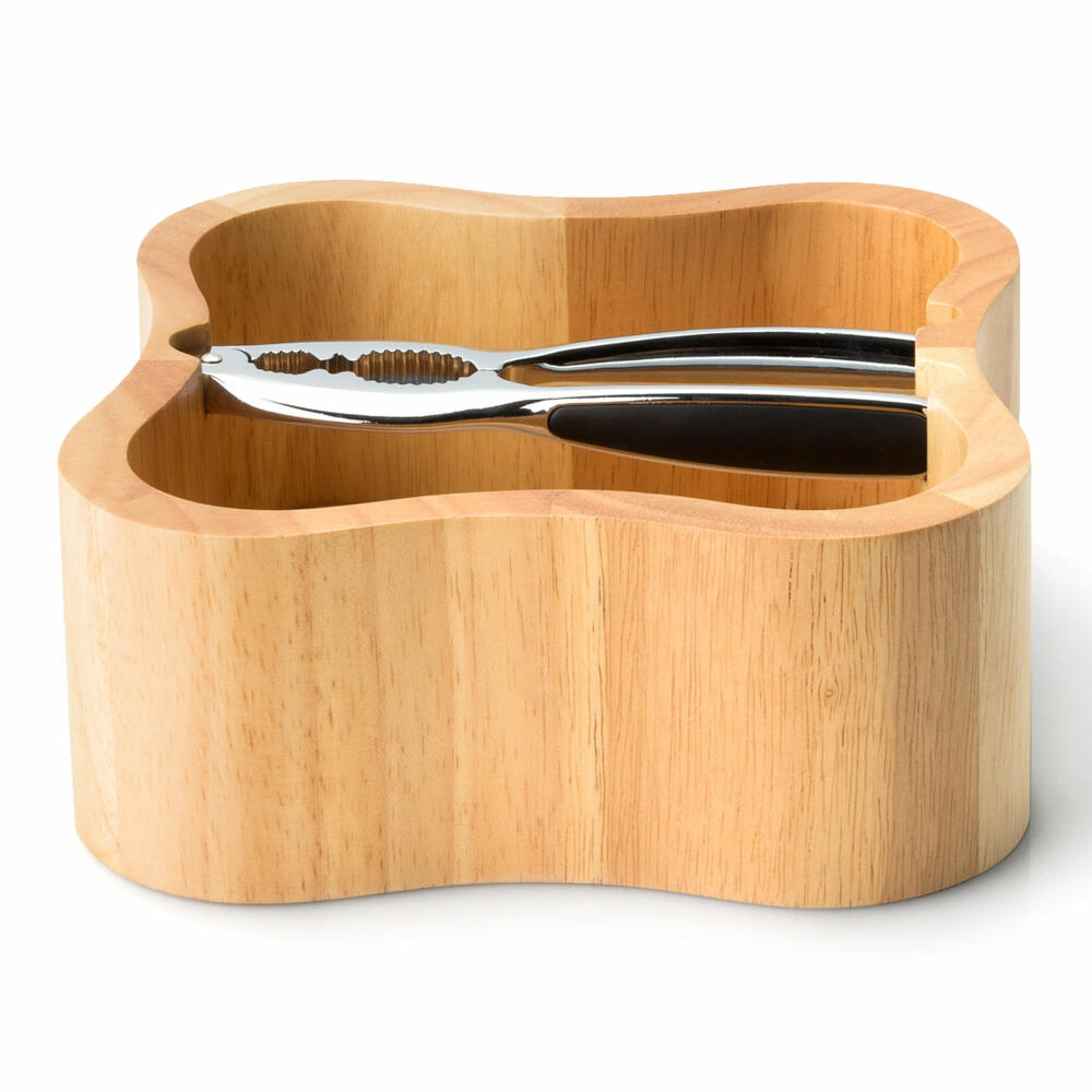 Continenta nut shell with quality cracker, nut cracker, nut opener, nut cracker, rubberwood, 24.5 x 24.5 cm, 3199