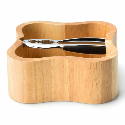 Continenta Nussschale mit Qualitätsknacker, Nussknacker, Nussöffner, Nuss Knacker, Gummibaumholz, 24.5 x 24.5 cm, 3199