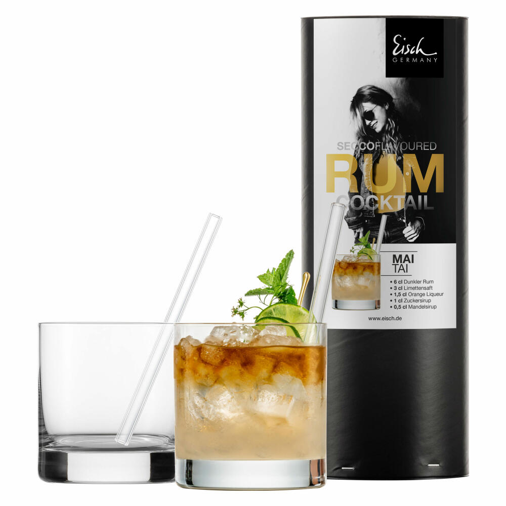 Eisch Rumcocktail Set Secco Flavoured 4-tlg., 2 Gläser und 2 Trinkhalme, Kristallglas, 25000141