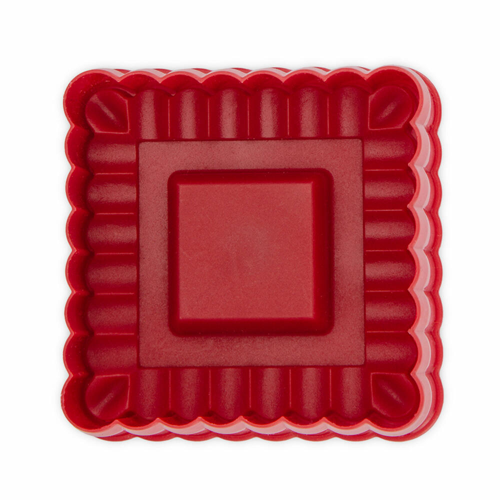 Städter embossed cookie cutter with ejector square wavy, cookie cutter, cookie mold, biscuit, cookies, plastic, 6 x 6 cm, 169913