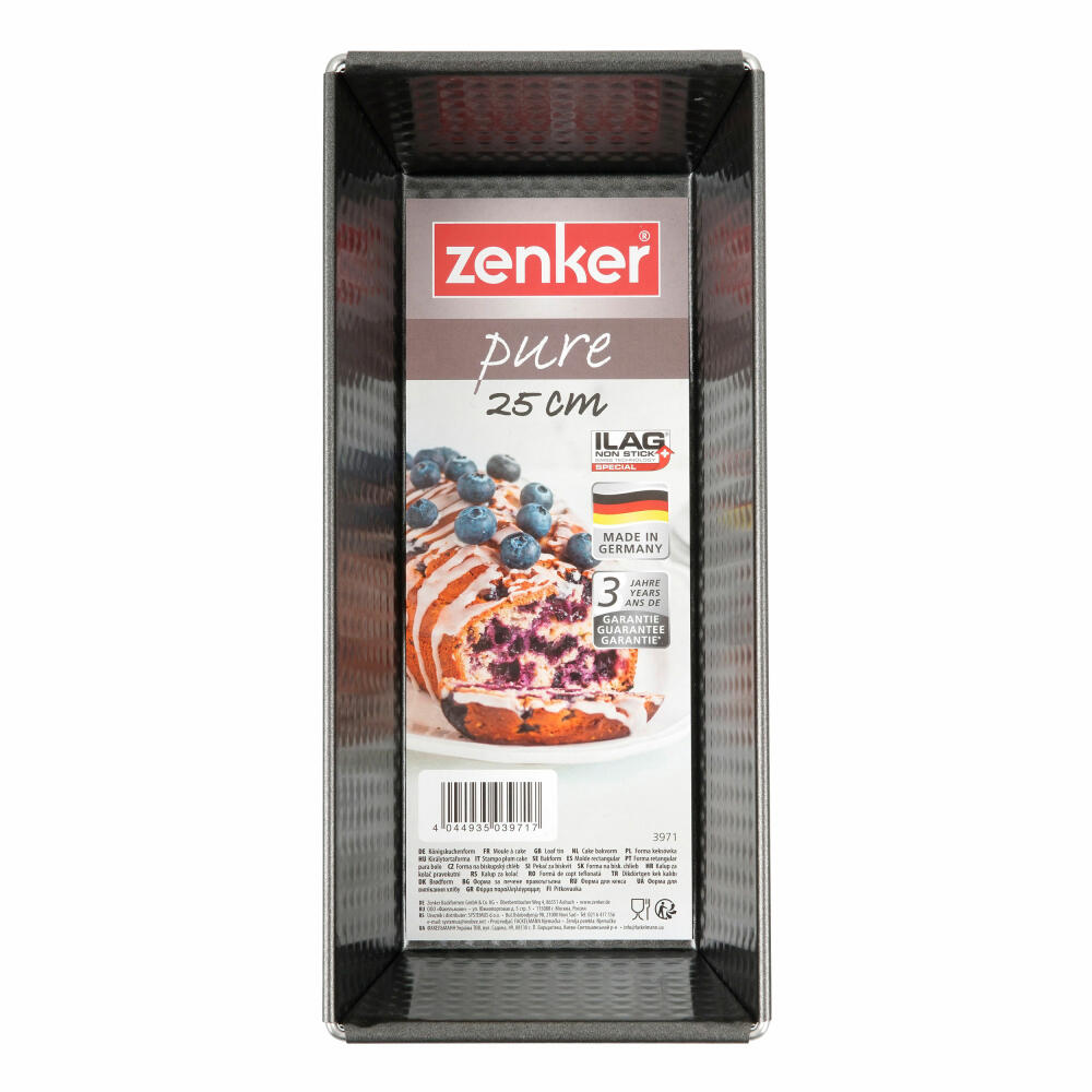 Zenker Pure Königskuchenform, Königskuchen Form, Kastenform, Backform, Kuchenform, Ilag Special, Schwarz, L 25 cm, 3971